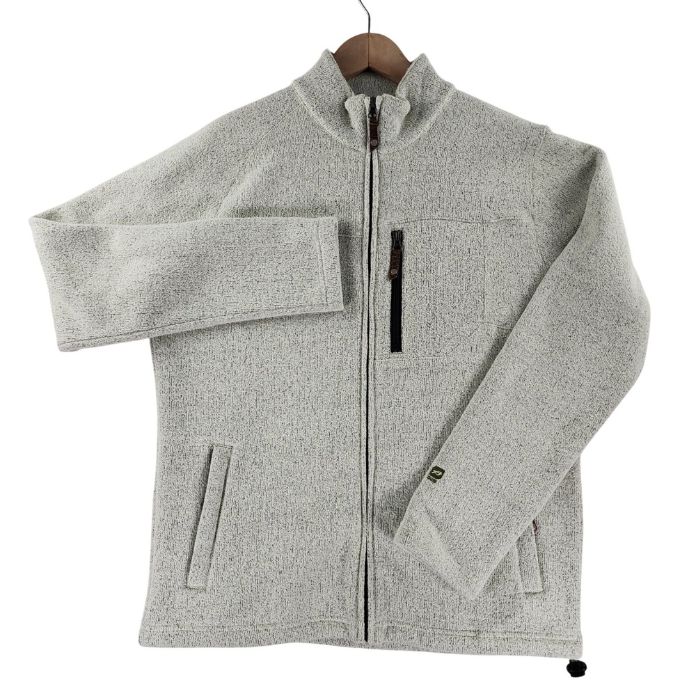 Orage Full Zip Sweater Jacket Mens L Grey Marl Knit Fleece Lined Outdoor